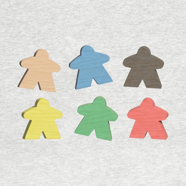 Meeple 3D Wood Game Piece Figures in Red, Blue, Natural, Green, Yellow, and Black by gloobella